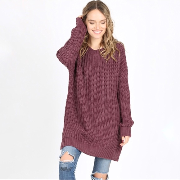 Burgundy Heavy Knit Sweater - Picture 5 of 6